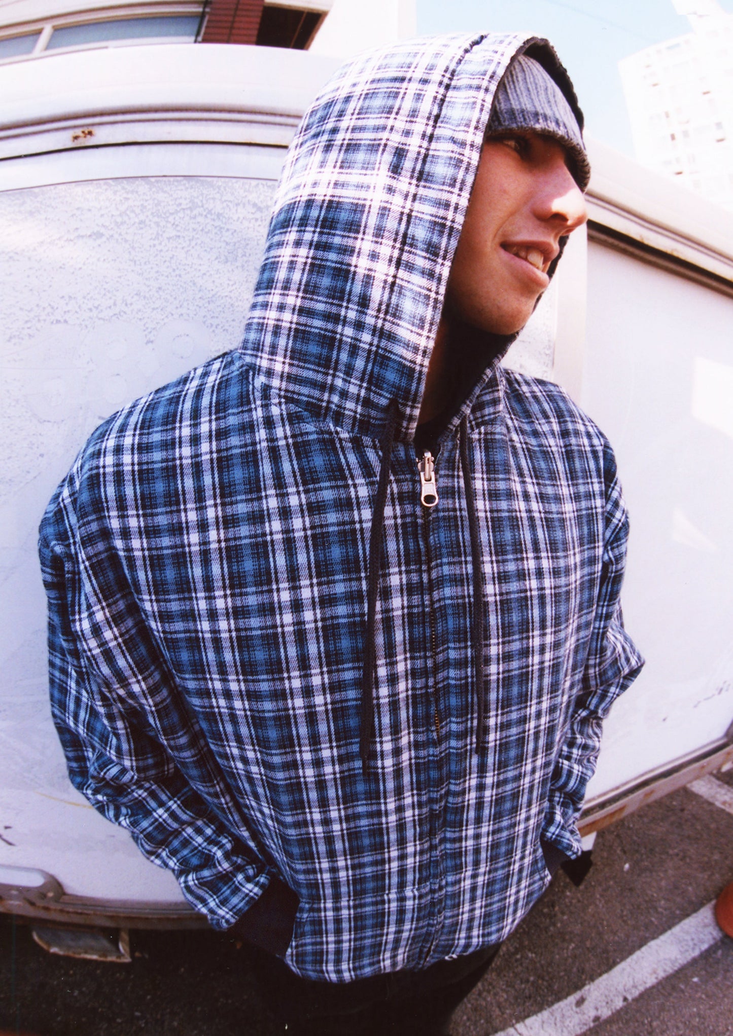 Reversible Flannel Hoodie (Blue)